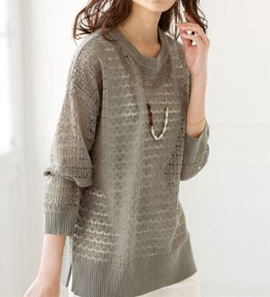 BELLUNA（ベルーナ）の「涼やか透かし編ニットプルオーバー（ニット・セーター）」｜詳細画像