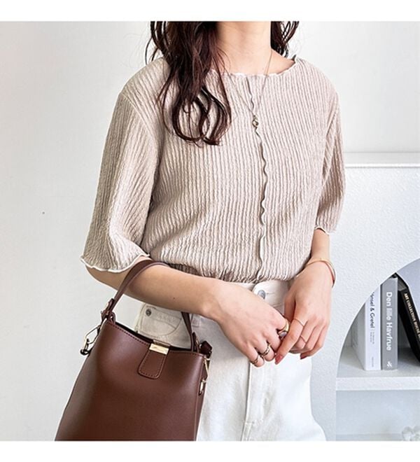 GeeRA（ジーラ）の「前後２ＷＡＹ配色メロー５分袖カットソー（カットソー）」｜詳細画像