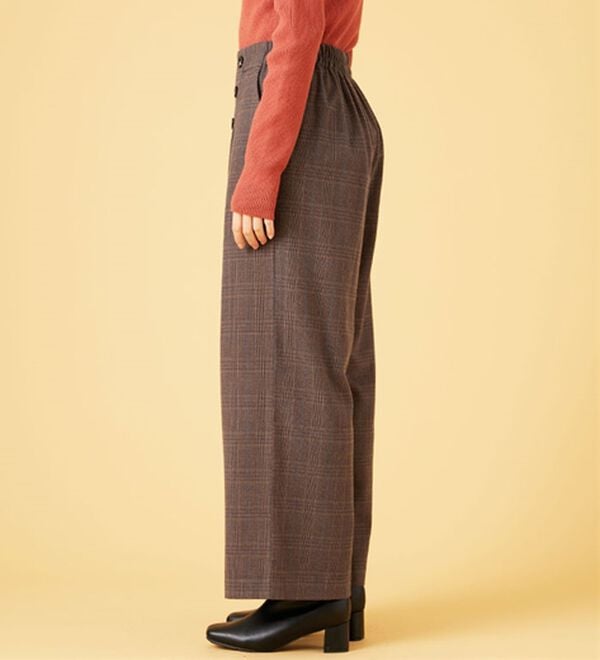 BELLUNA（ベルーナ）の「サマ見え（スーパーウォーム）ウール調ボタン使いワイドパンツ（ワイドパンツ・ガウチョ）」｜詳細画像