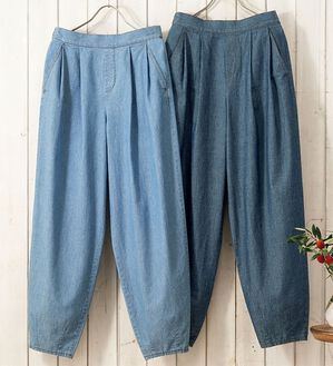 ルフラン（ルフラン）の「【２本組】ゆったり２タック夏素材デニム＜ポマルン＞（フルレングスパンツ）」｜詳細画像