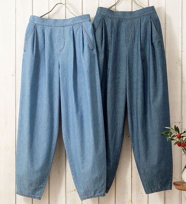 ルフラン（ルフラン）の「【２本組】ゆったり２タック夏素材デニム＜ポマルン＞（フルレングスパンツ）」｜詳細画像