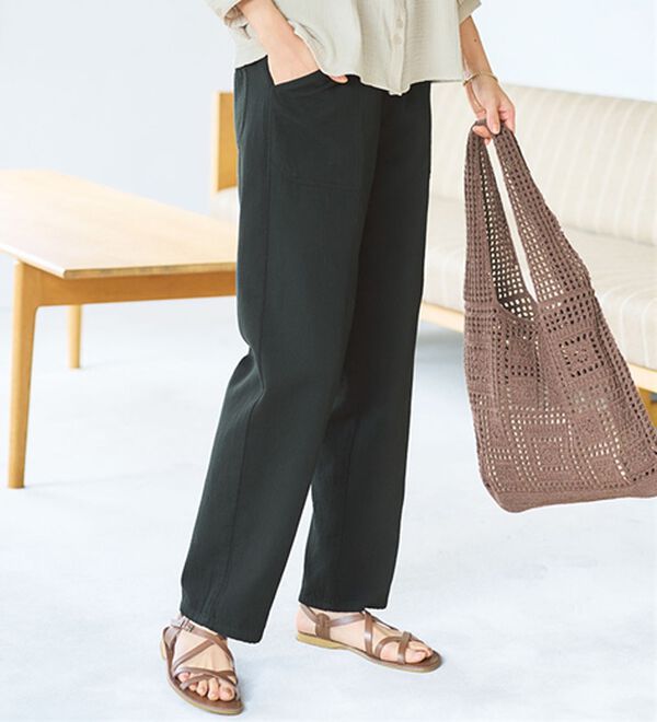 BELLUNA（ベルーナ）の「《ＨｕｇＲｅａｍコットン》ガーゼコロンパンツ（フルレングスパンツ）」｜ブラック