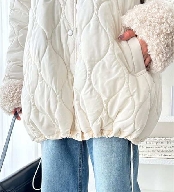 GeeRA（ジーラ）の「衿ボアミドル丈バルーンキルティングブルゾン（ブルゾン）」｜詳細画像