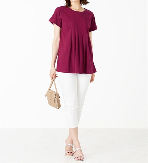 BELLUNA（ベルーナ）の「汗ジミ対策！タックデザインチュニック（チュニック）」｜詳細画像