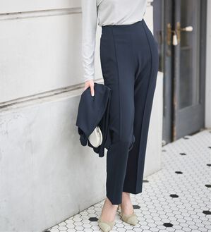 RANAN（ラナン）の「【RANAN 新定番スーツシリーズ】ハイウエストスリムストレートスラックス（フルレングスパンツ）」｜ネイビーブラック