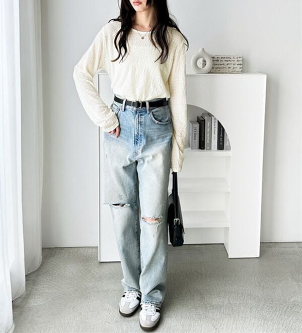 GeeRA（ジーラ）の「クルーネックジャガードプルオーバー（カットソー）」｜詳細画像