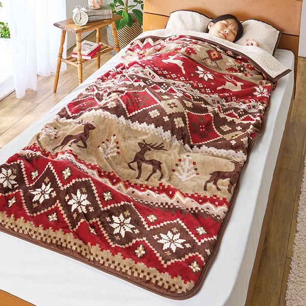 「【まとめ買いでお得】もこもこあったか素材のすっぽり毛布＜プレゼント付・洗える・寝袋タイプ・シープ調ボア・マイクロ＞（毛布・ブランケット）」｜詳細画像