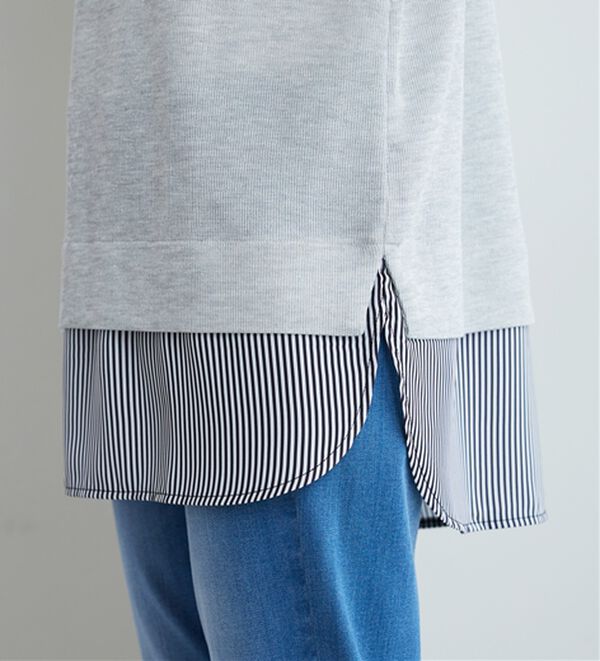 BELLUNA（ベルーナ）の「ラメ調素材シャツフェイクチュニック（チュニック）」｜詳細画像