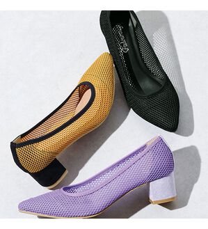 ラウナレア　パンプス　メッシュパンプス ラウナレア Launa lea メッシュスクエアトゥパンプス(0403