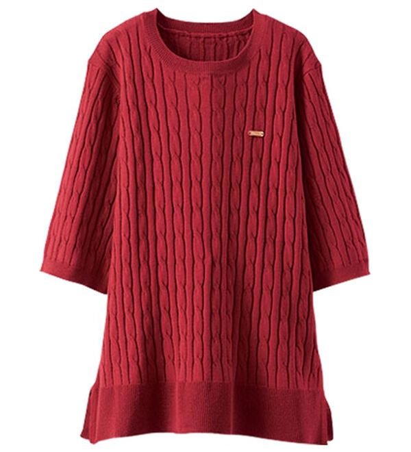 BELLUNA（ベルーナ）の「軽やか綿混！ケーブルニットプルオーバー（ニット・セーター）」｜詳細画像