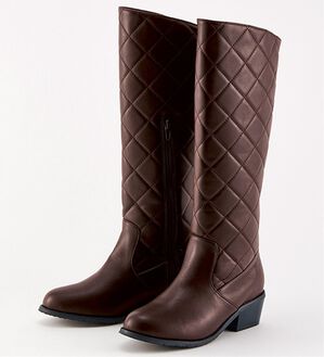 黒いキルティングロングブーツ　ゴルフブーツ Rady - Rady キルティング ロングブーツ 金 フラワー ビジュー