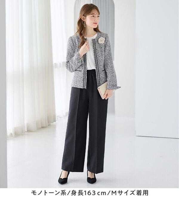 alotta（アロッタ）の「【洗える】フリンジ使いツイードノーカラージャケット（ノーカラージャケット）」｜詳細画像