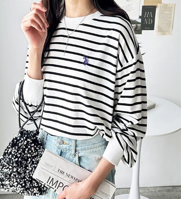 GeeRA（ジーラ）の「【Ｕ．Ｓ．　ＰＯＬＯ　ＡＳＳＮ．】配色ラインロンＴ（カットソー）」｜詳細画像