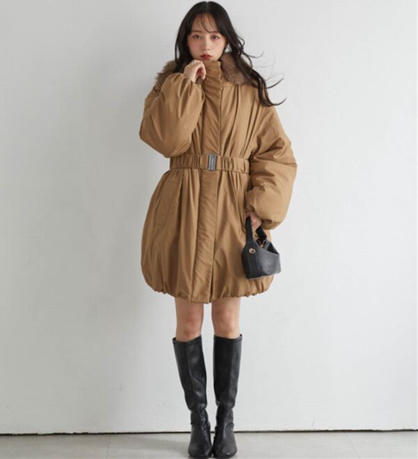 RANAN（ラナン）の「ミドル丈フードファー中わたダウンコート（ハーフコート）」｜詳細画像
