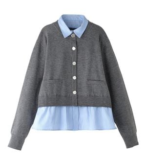 BELLUNA（ベルーナ）の「シャツレイヤード風ニットプルオーバー（ニット・セーター）」｜杢チャコール