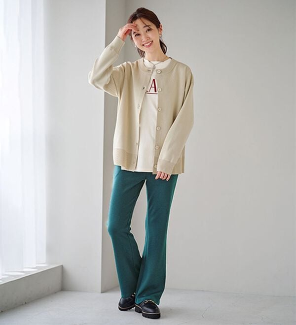 BELLUNA（ベルーナ）の「シュッと体型カバー！ジャストフィットフレアーパンツ（フルレングスパンツ）」｜詳細画像