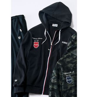 「＜ケー・スイス＞差がつく着こなし！裏起毛リラックスパーカー（メンズパーカー）」｜ブラック