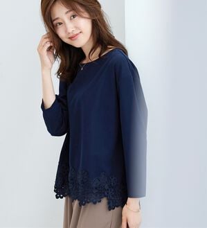 BELLUNA（ベルーナ）の「一枚で華やぐ裾レースプルオーバー（カットソー）」｜詳細画像