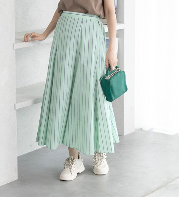 PICONE グリーン フレアスカート サイズM miroku マルチストライプフレアースカート - ベルーナ【公式】
