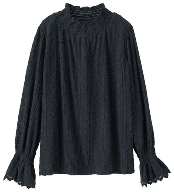 RANAN（ラナン）の「起毛レースハイネックブラウス（カットソー）」｜詳細画像