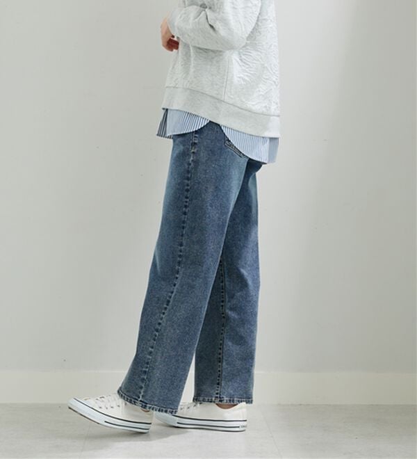BELLUNA（ベルーナ）の「デニム素材美脚見えワイドパンツ（ワイドパンツ・ガウチョ）」｜詳細画像