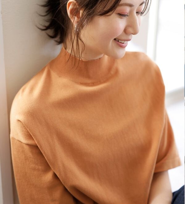 BELLUNA（ベルーナ）の「【選べるデザイン】Ｔシャツが苦手な方に！ひんやり綿混ニットＴ（ニット・セーター）」｜詳細画像