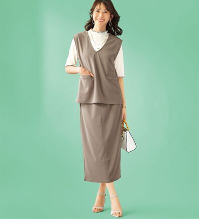 BELLUNA（ベルーナ）の「機能付ジョーゼット素材ベストセットアップ（セットアップ）」