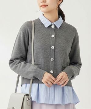 BELLUNA（ベルーナ）の「シャツレイヤード風ニットプルオーバー（ニット・セーター）」｜詳細画像