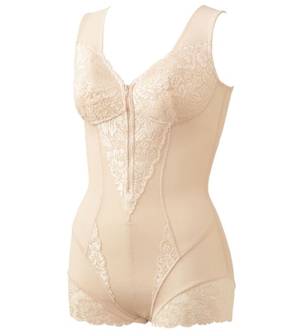 「【２色組】足口ラクな一分丈ボディスーツ（ボディスーツ・シェイパー）」｜詳細画像