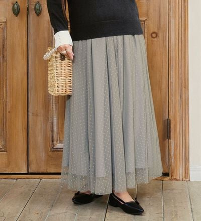 ドット柄チュールリバーシブルスカート - ベルーナ【公式】