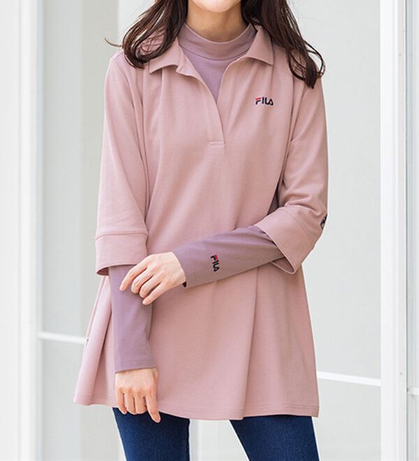ルフラン（ルフラン）の「＜ＦＩＬＡ＞プルオーバー付スキッパーポロ（アンサンブル）」｜ピンク系
