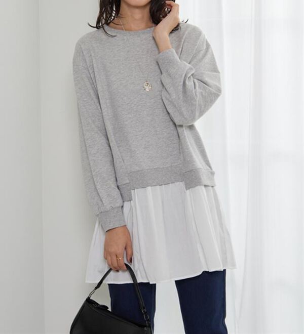 BELLUNA（ベルーナ）の「裏毛素材レイヤード風チュニック（チュニック）」｜詳細画像