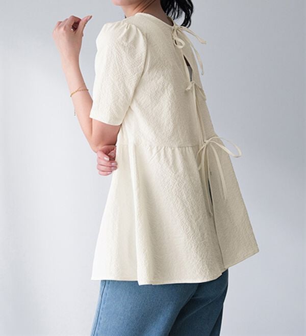 RANAN（ラナン）の「ひんやり！前後２ＷＡＹリボンデザインブラウス（ブラウス）」｜詳細画像