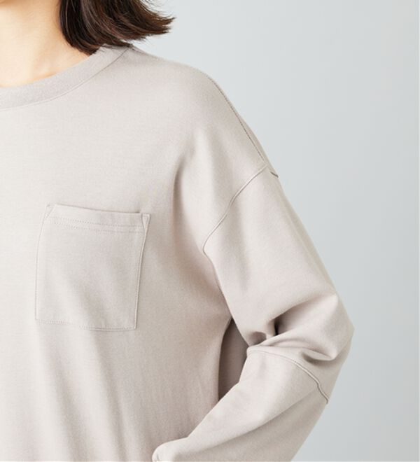 BELLUNA（ベルーナ）の「吸湿発熱ポンチ素材袖切替プルオーバー（カットソー）」｜詳細画像