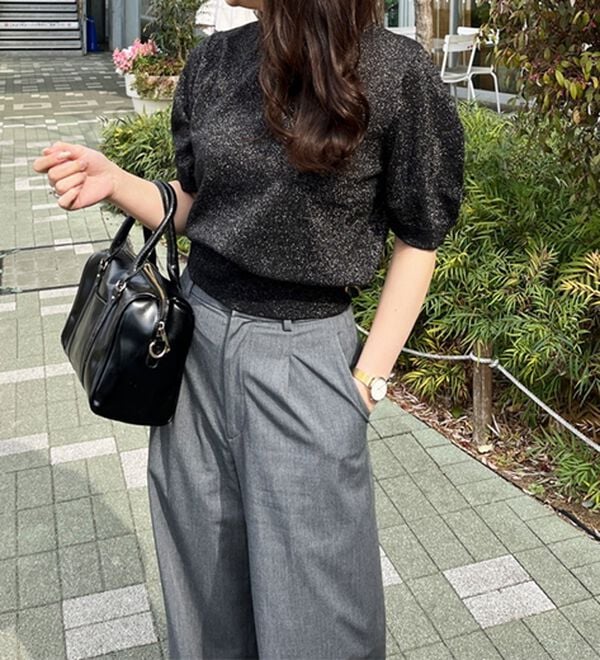 GeeRA（ジーラ）の「ラメパフスリーブニット（ニット・セーター）」｜ブラック