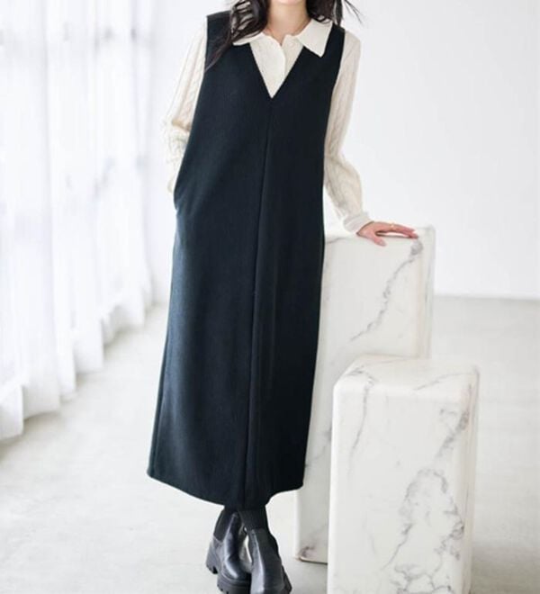 RANAN（ラナン）の「あったか裏ベロアニットコールジャンパースカート（ジャンパースカート）」｜詳細画像