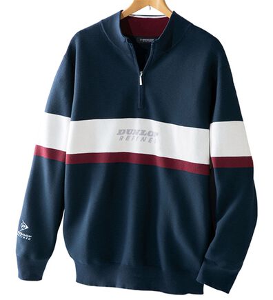 「＜ダンロップ・リファインド＞パネルボーダージャカードセーター（メンズニット・セーター）」