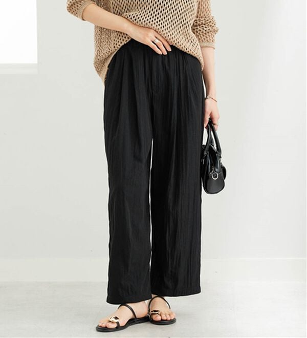 BELLUNA（ベルーナ）の「ビンテージ調タックワイドパンツ（ワイドパンツ・ガウチョ）」｜詳細画像