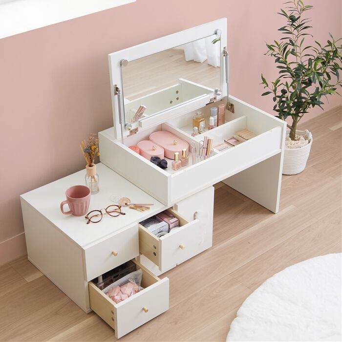 〇ドレッサーテーブル　ナチュラル　スライドレール付き　幅85cm 〇ドレッサーテーブル ナチュラル スライドレール付き 幅85cm