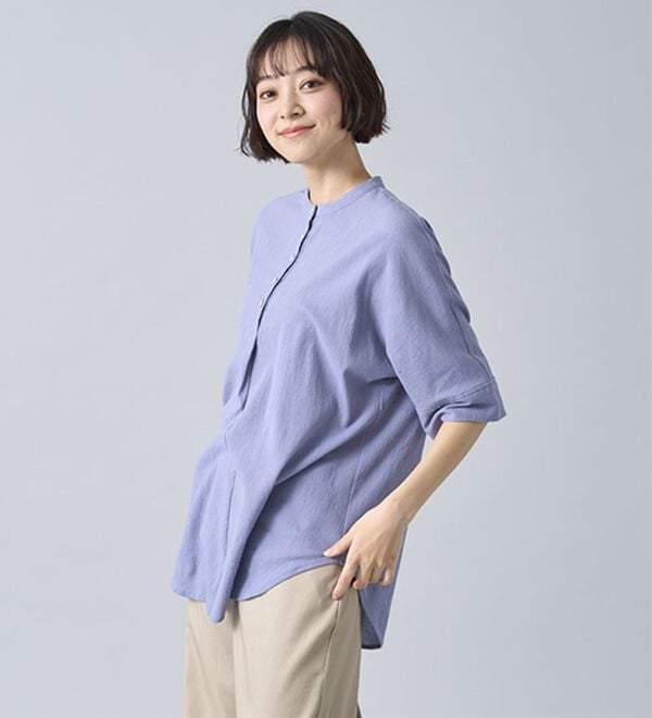 BELLUNA（ベルーナ）の「綿１００％ワッシャー素材ゆったりドルマンブラウス（ブラウス）」｜詳細画像