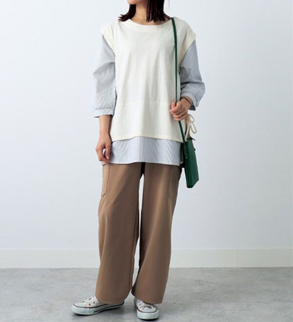 BELLUNA（ベルーナ）の「サイドリボン使いシャツフェイクチュニック（チュニック）」｜詳細画像