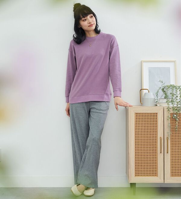 BELLUNA（ベルーナ）の「＜ＭＡＴＯＬＩＡ＞着て潤うルームウェア　トップス・腹巻付ボトム（カットソー）」｜詳細画像