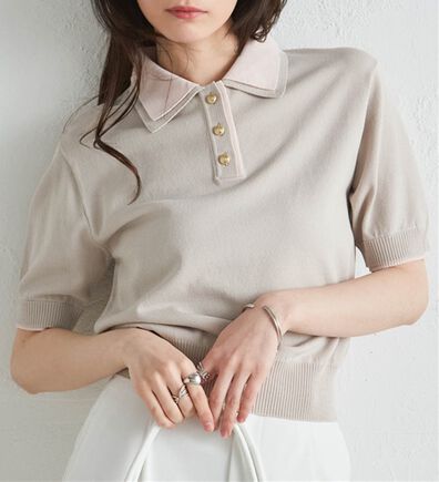 RANAN（ラナン）の「【６つの機能付】ひんやりダブルカラーポロニット（ニット・セーター）」
