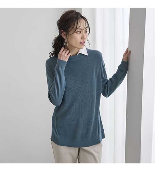 BELLUNA（ベルーナ）の「重ね衿付！細見えニットプルオーバー（ニット・セーター）」｜詳細画像