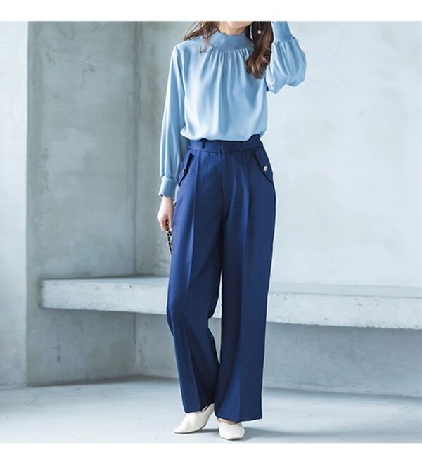 RANAN（ラナン）の「ボタンデザインハイウエストワイドパンツ（フルレングスパンツ）」｜詳細画像