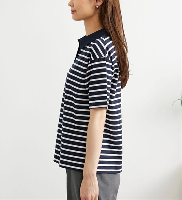 BELLUNA（ベルーナ）の「ボーダー柄スキッパーポロシャツ（カットソー）」｜詳細画像