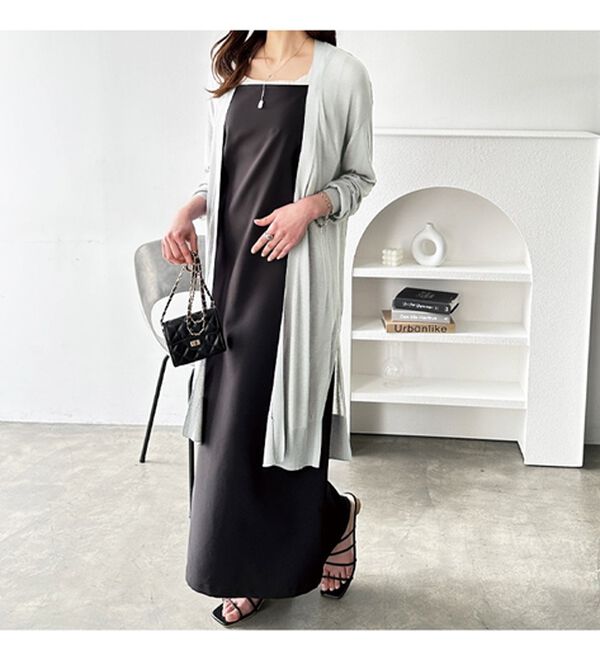 GeeRA（ジーラ）の「【3つの機能付】ロングニットカーディガン（ミディ丈）（ニットカーディガン）」｜詳細画像