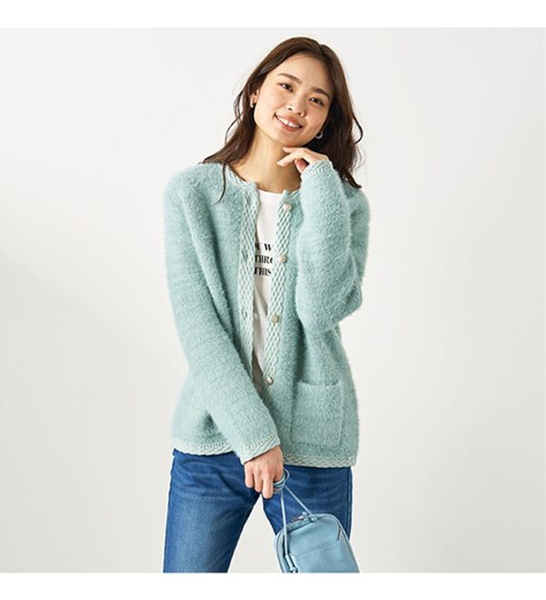 BELLUNA（ベルーナ）の「シャギーニット素材編地使いカーディガン（ニットカーディガン）」｜詳細画像