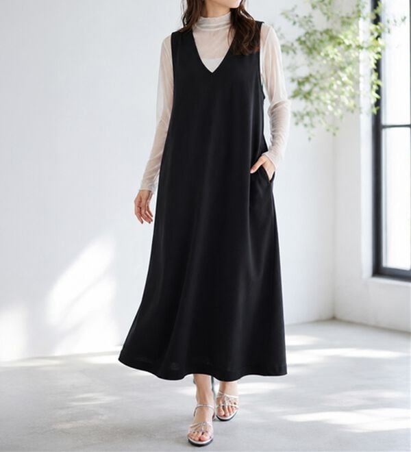 BELLUNA（ベルーナ）の「【２点セット】ロゴＴシャツ付ワンピースアンサンブル（アンサンブル）」｜詳細画像