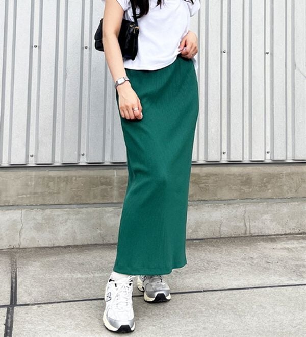 GeeRA（ジーラ）の「【着回し力◎】楽ちんすっきり見え！リブロングスカート（ロングスカート）」｜詳細画像